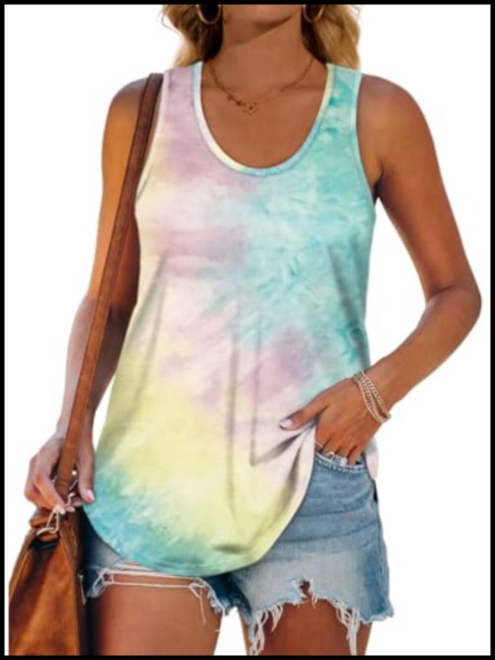 Women's Tie Dye Racerback Tank Top Sleeveless Loose Fit Summer Casual